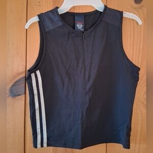 Tommy Jeans Zippered Tank Top with White Stripes And Mesh Detail